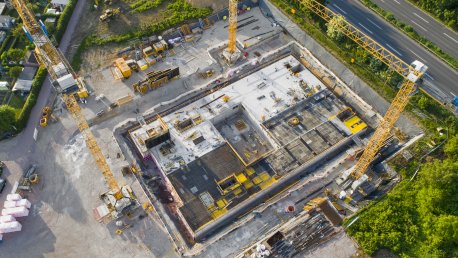 Construction site and equipment - aerial view