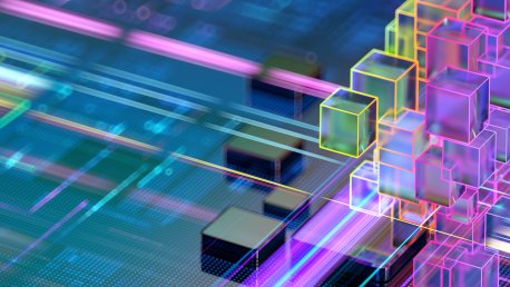 Digital abstract CPU cubes. AI - Artificial Intelligence concept. Neural network. Machine Learning Concepts